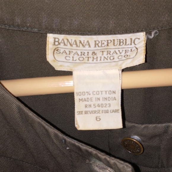 Vintage 80s Banana Republic Army Green Button Front Safari Dress Size 6 EUC - Picture 4 of 9